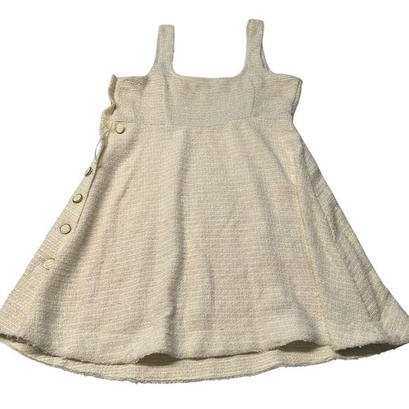 Zara Size S Bouclee Tweed Sleeveless Mini‎ Dress Cream White Coquette Feminine - Picture 9 of 11